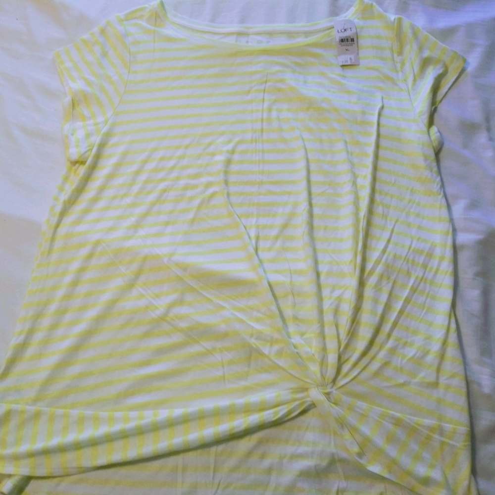 LOFT Striped Twist Front Top NWT